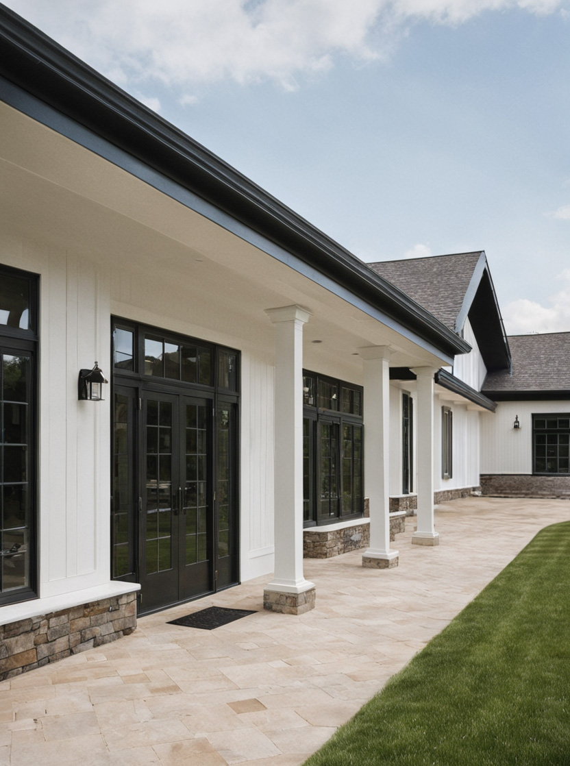 Exterior view of a modern assisted living facility with large windows and columns